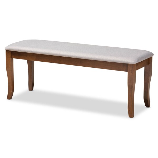 Baxton Studio Cornelie Transitional Grey Upholstered and Walnut Wood Dining Bench 169-10920 - main